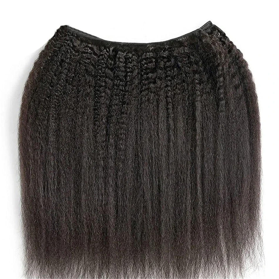 12A crudo indio rizado recto 3 mechones con cierre extensiones de cabello humano con Frontal HD Yaki mechones de tejido recto con Frontal