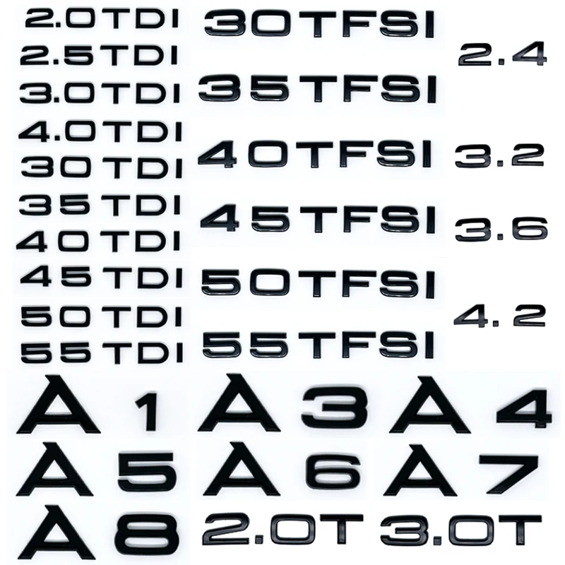 Наклейка на багажник автомобиля 3D ABS 2,0 2,5 3,0 4,0 5,0TDI 30 35 40 45 50 55 TFSI TDI для A1 A3 A4 A5 A6 A7 A8 Q2 Q3 Q5 Q7