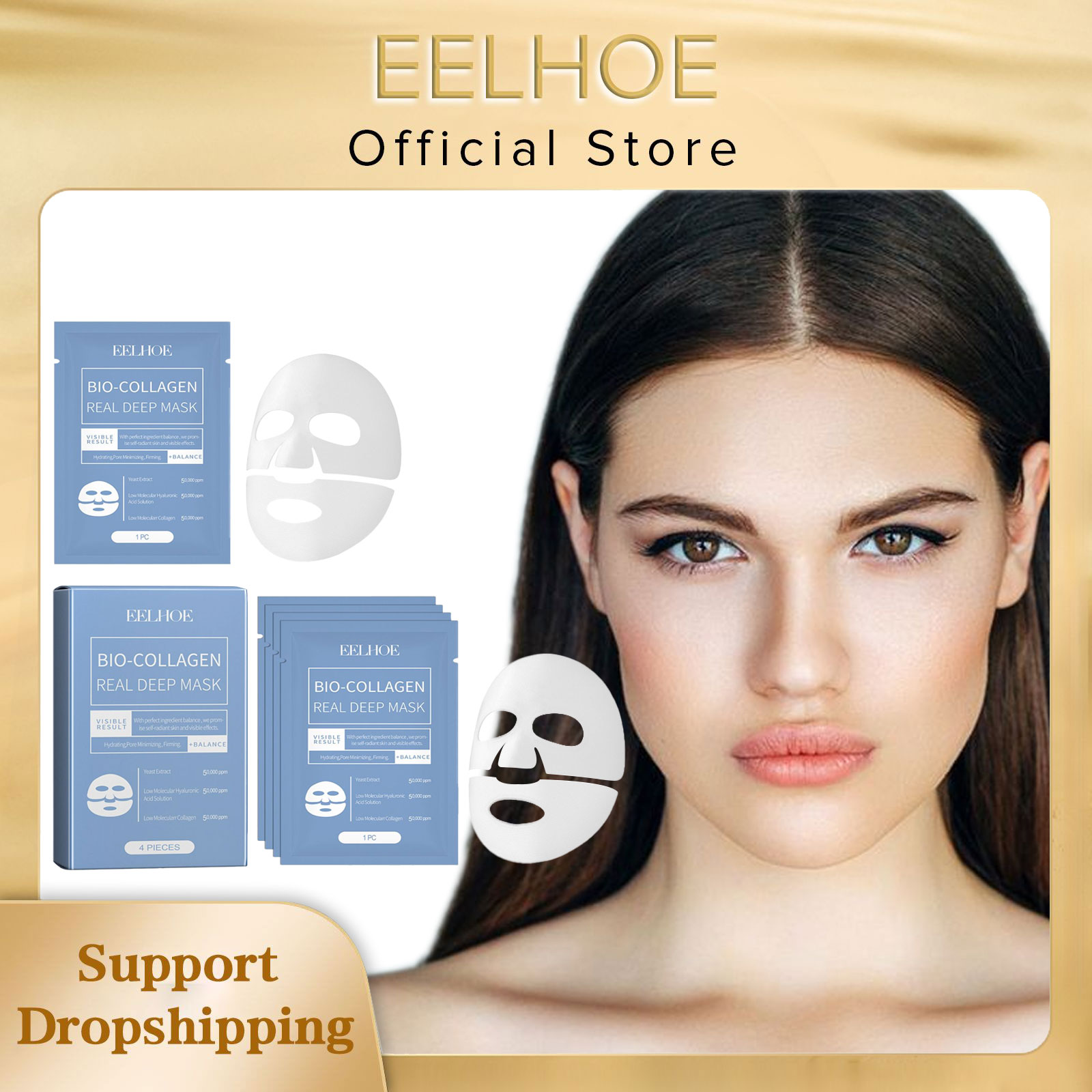 EELHOE Bio Collagen Face Mask Brightening Firming Face Lifting Pore Shrinking Repair Skin Care Moisturizing Face Hydration Mask