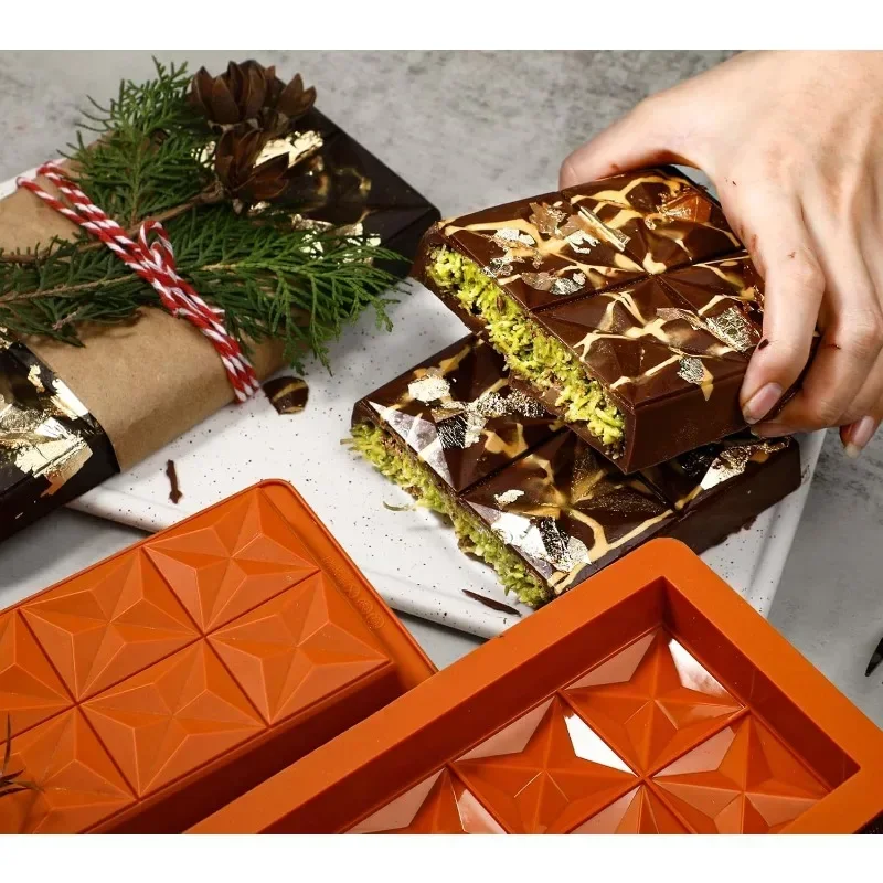 Molde de Chocolate de Dubái, barra de Chocolate de pistacho, molde grueso de silicona para rellenar barras, molde de barra de caramelo grande para rellenar