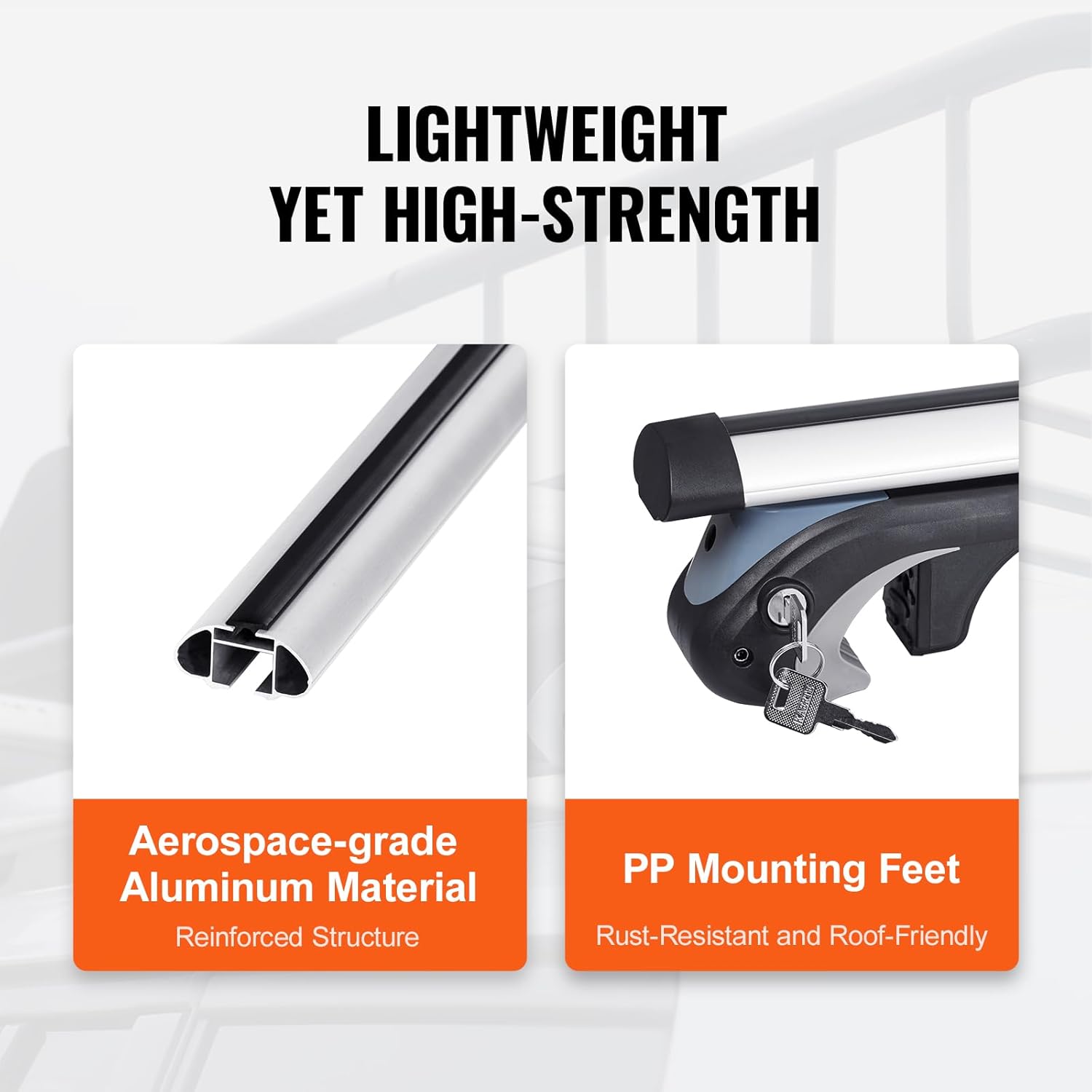 Barras Transversales para Portaequipajes de Techo Universales de Aluminio, Aptas para Rieles Laterales Elevados