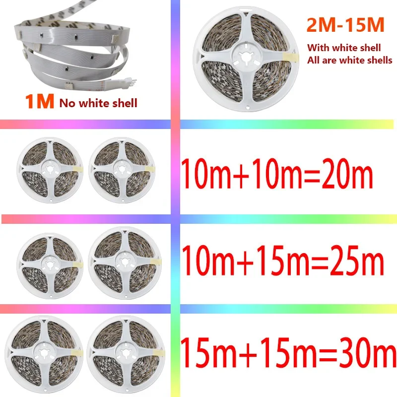 Bluetooth RGB LED Strip for Room 10M 15M 20M 30M APP Touch Control Smart 5050 RGB Tape Flexible Ribbon USB Power TV Backlight