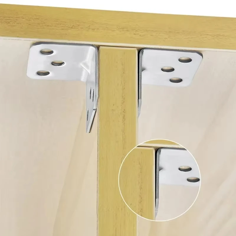 4-hole 6-hole L-shaped corner code hardware right angle bracket cabinet fastener, suitable for cabinet tables, chairs, beds