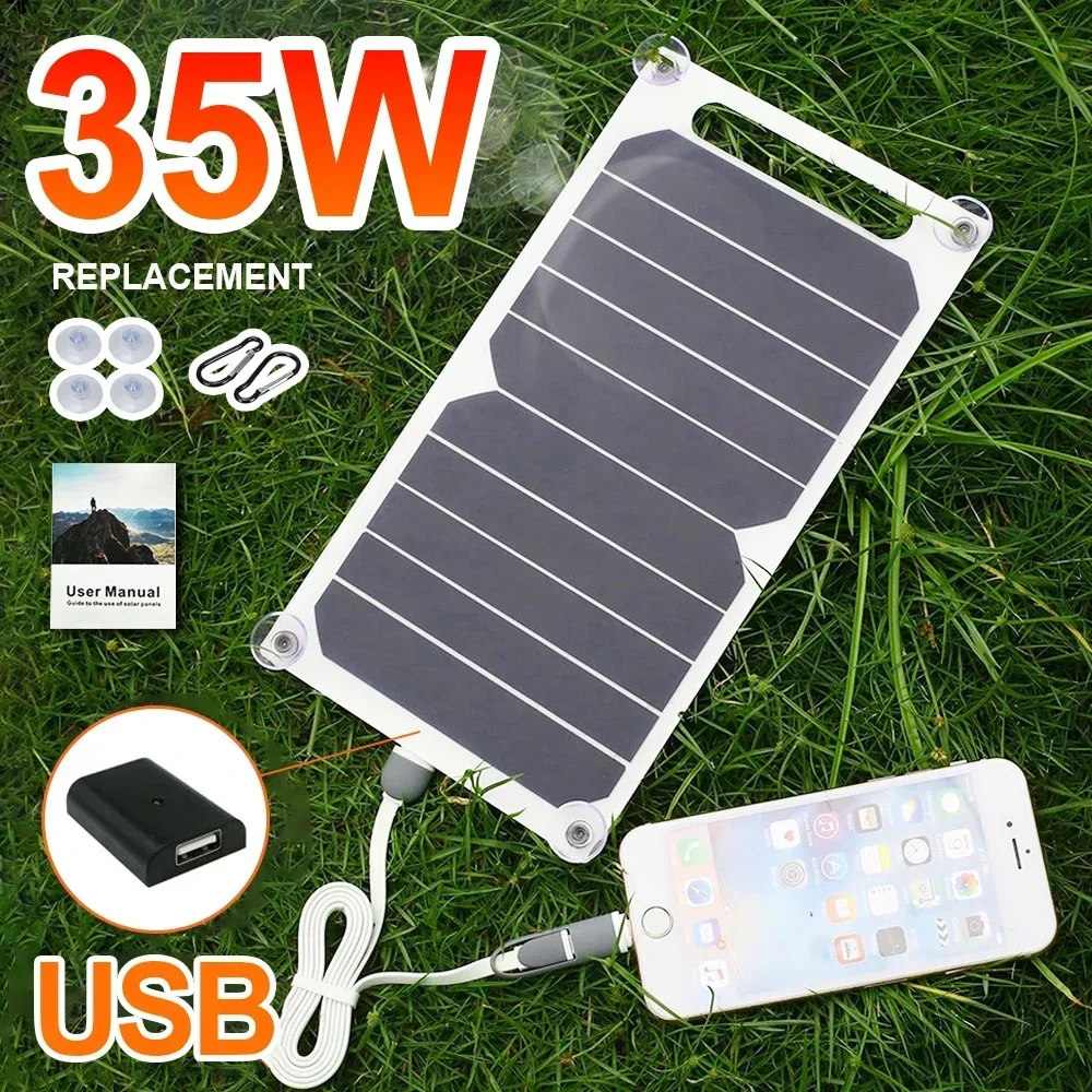 Panel Solar portátil Sunpower de 5V y 35W con cargador estabilizador seguro USB para teléfono, banco de energía para acampar al aire libre, hogar, RV, uso de regalo