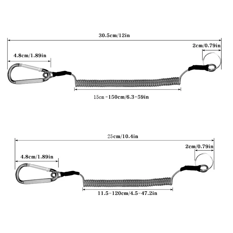 Cuerda Flexible para pesca, escalada, Camping, con mosquetón en forma de D, llavero útil para exteriores, colgantes, cuerda retráctil, cordón seguro