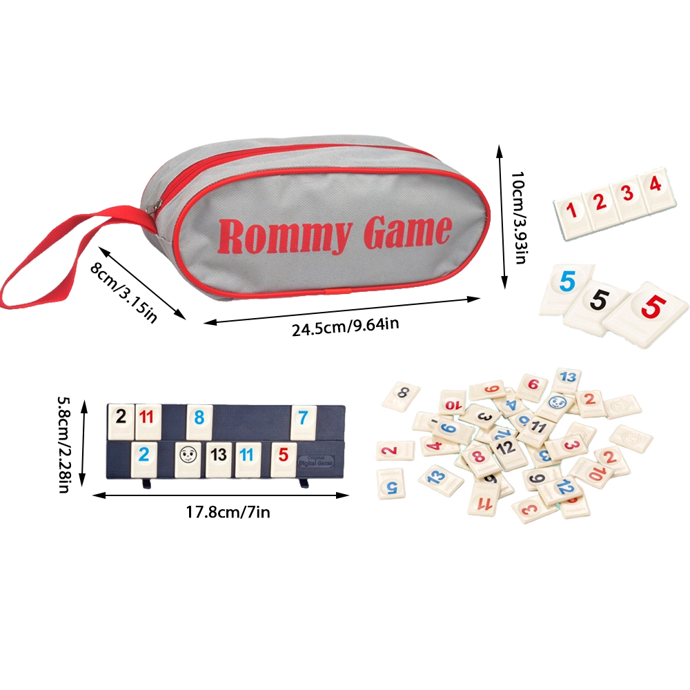 Rommy Cube Game met 4 rekken, Rommy Cube Game Set met draagbare koffer, alledaagse klassieke bordspellen Leren puzzelspellen voor tieners