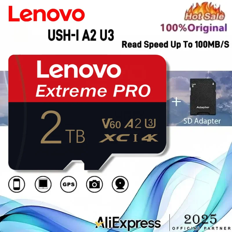 Tarjeta de memoria Lenovo 2TB Extreme PRO MicroSD 256GB UHS-I tarjeta micro SD de 128GB tarjeta TF 200MB/s Class10 U3 V30 A2 cartao de memoria