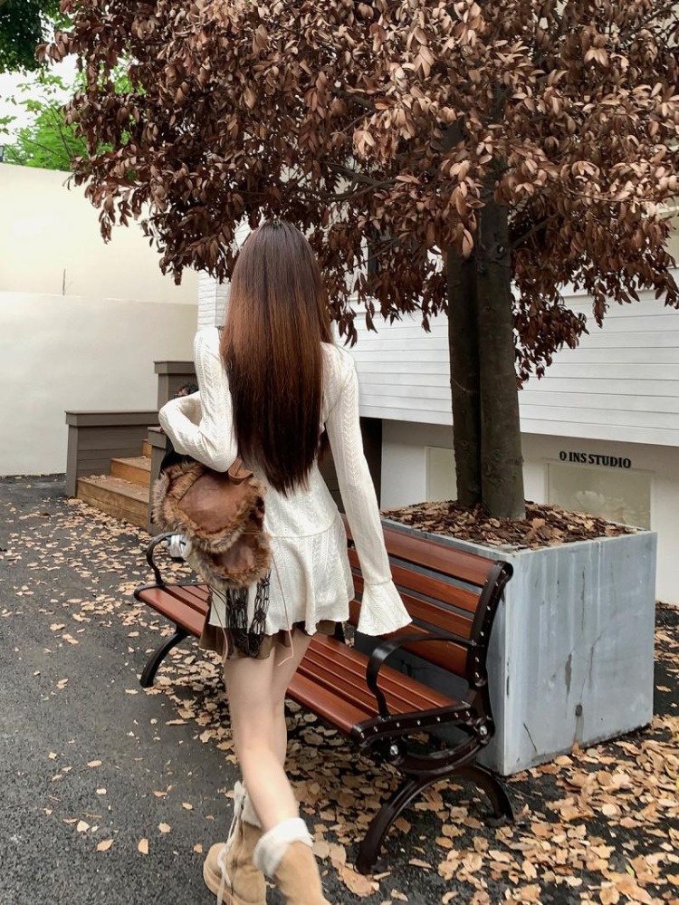 アメリカンレトロスリムフィットキャミソールドレス女性のための + フリル長袖ニットカーディガン 2025 秋の新ツーピースセット