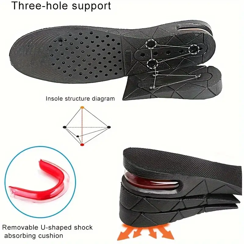 1 paio di solette per aumento di altezza con cuscino d'aria regolabile 9 cm/3,54 pollici altezza massima confortevole leggero sollevatore invisibile