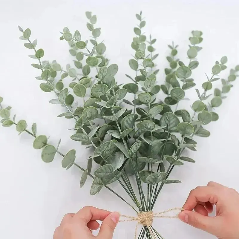 10 個ユーカリの茎人工ユーカリの葉家庭用花花束センターピース結婚式の装飾クリスマスの装飾