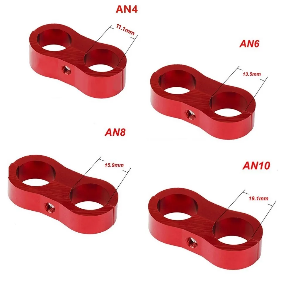 Divisor de tubo de manguera de combustible de aluminio Universal, Kit separador de línea de abrazadera, Billet, aceite, AN4, AN6, AN8, AN10