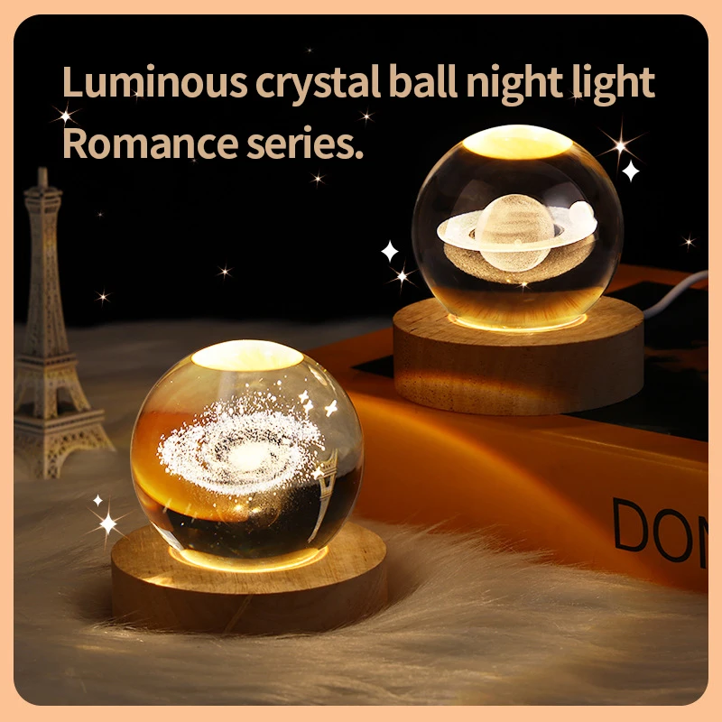Boule de cristal lumineuse USB universelle, veilleuse à Induction avancée, ornements créatifs, cadeau, lampe Led, nouveauté pour chambre à coucher