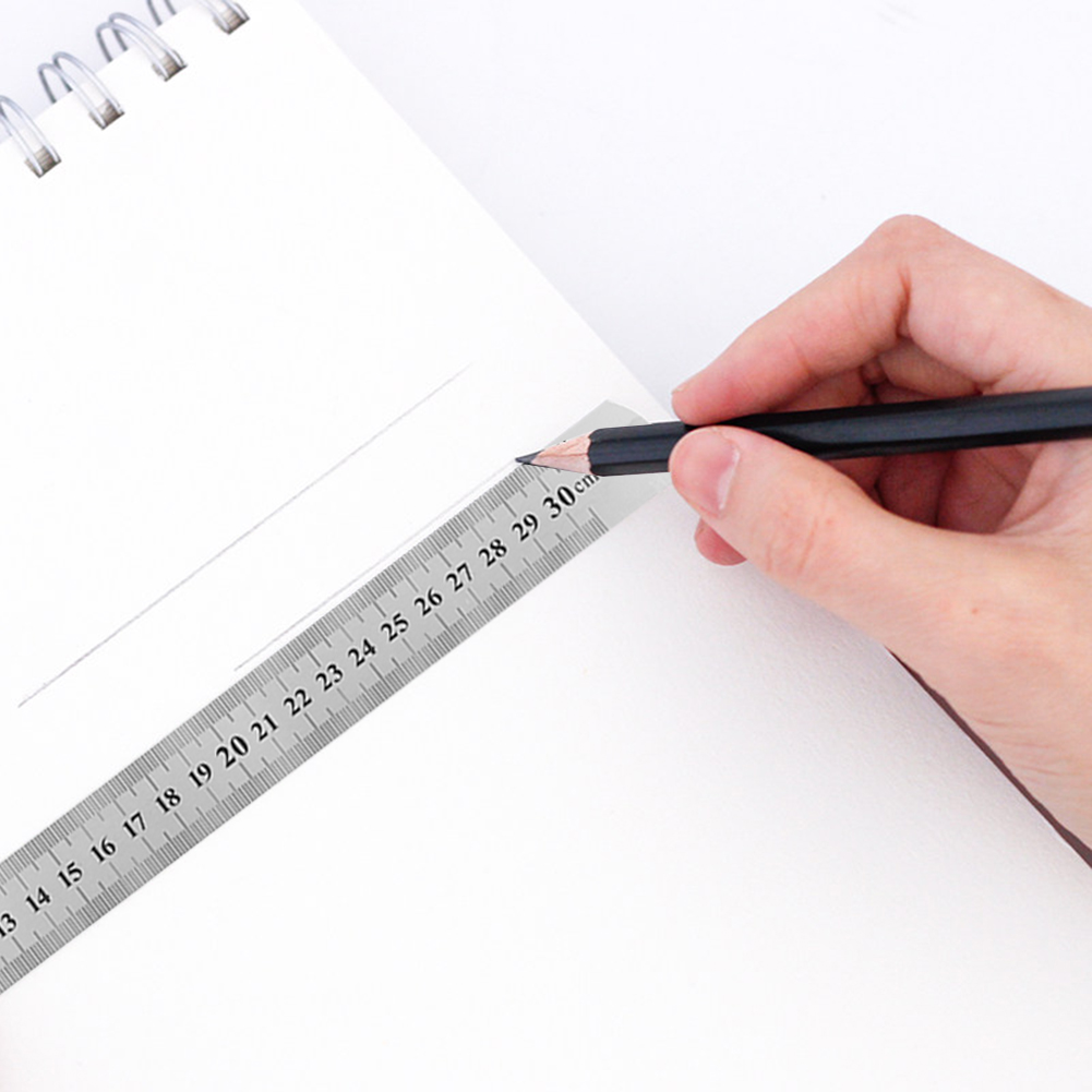 Metall-Edelstahl-Lineal, doppelseitig, Zentimeter-Zoll-Maßstab, metrisches Lineal, Zeichnung, Architektur, Schule, Bürobedarf, 15–50 cm