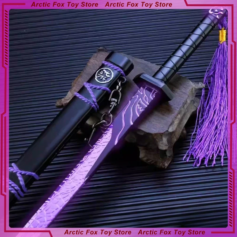 22cm New Demonic Sword Thousand Blades Purple Light Knife Anime Peripherals Metal Arms Model Cosplay Props Birthday Gifts Toys