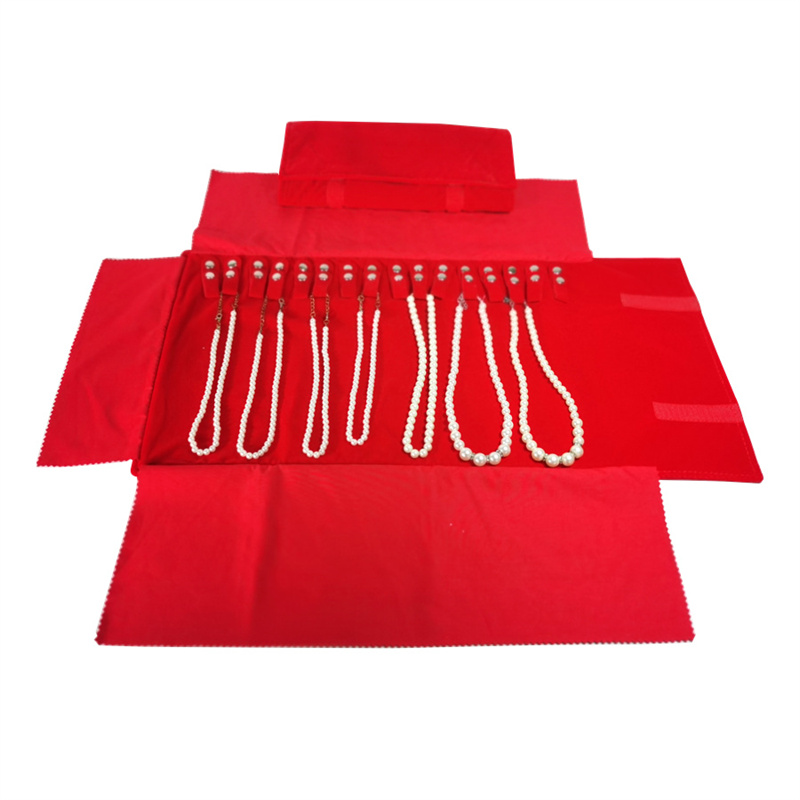 กํามะหยี่บรรยากาศเรียบง่าย Travel เครื่องประดับม้วนกระเป๋าสร้อยคอกระเป๋าพับเครื่องประดับกระเป๋าสีดําสีเทาหนัง