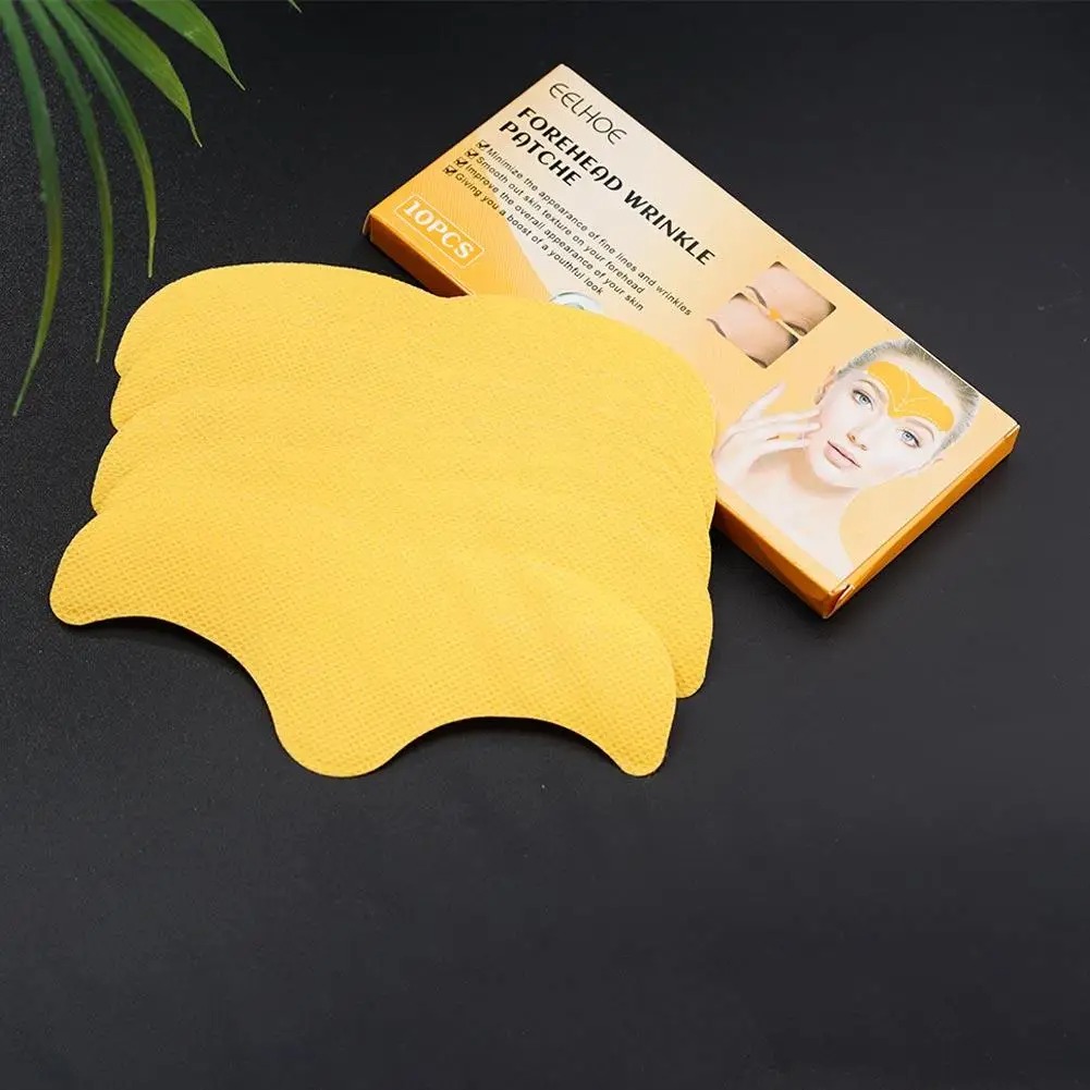 10 pz/scatola Fronte Rughe Patch Schiarente Fronte Rughe Gel Patch Idrolizzato Collagene Rassodante Maschera Viso Cura Della Pelle Adesivi