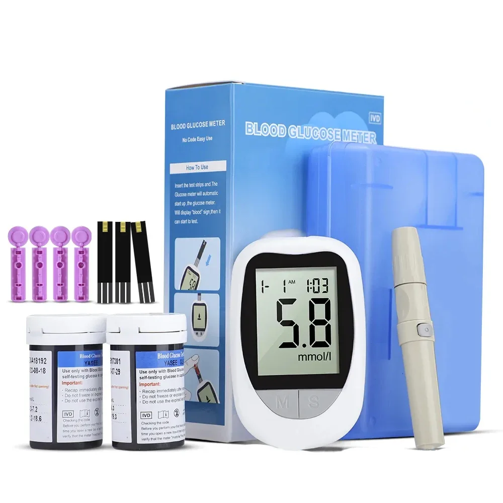 AJC-medidor de glucosa en sangre, Kit de glucómetro, prueba de Diabetes, 50/100 Uds., tiras con lancetas, azúcar en sangre médica, Mg/mmol, libre de estilo libre