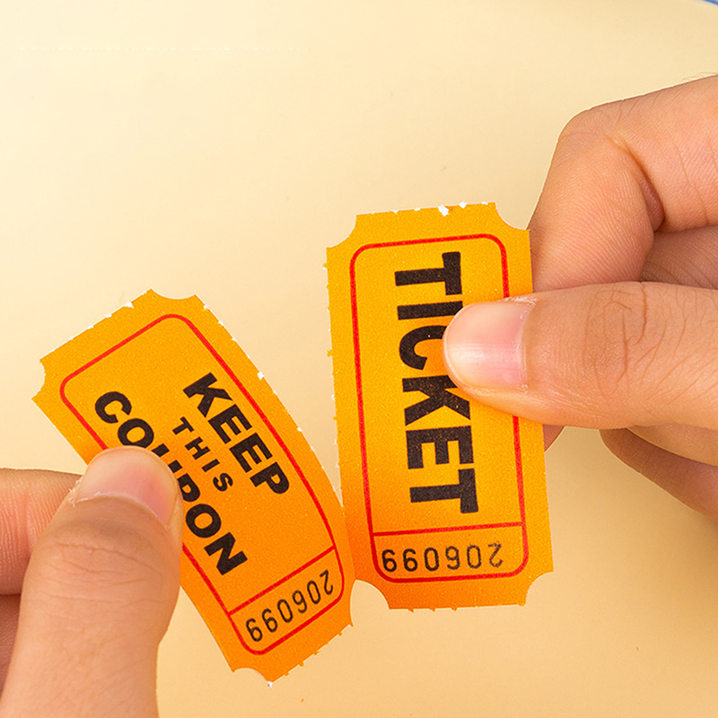 100 unidades de billetes de sorteo de lotería para conciertos, entrada universal de rifa, eventos de papel