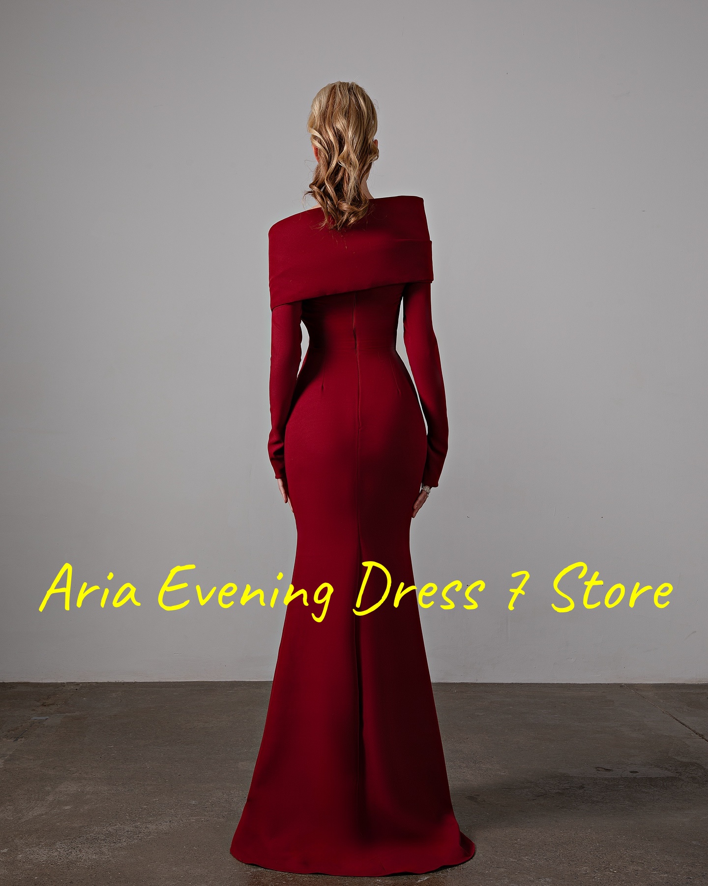 Aangepaste delicate jersey zeemeermin uit de schouder avondjurken moderne lange mouwen bruidsfeest op maat gemaakte galajurk