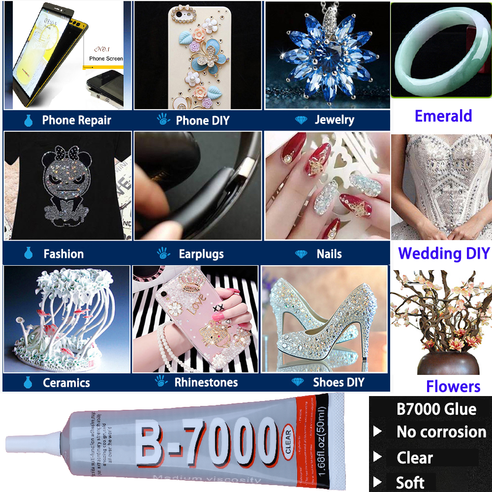 透明 E7000 接着剤電話修理ラインストーンジュエリーメイキング生地テキスタイル布 Pu レザーパールビーズクリスタルストーン接着剤