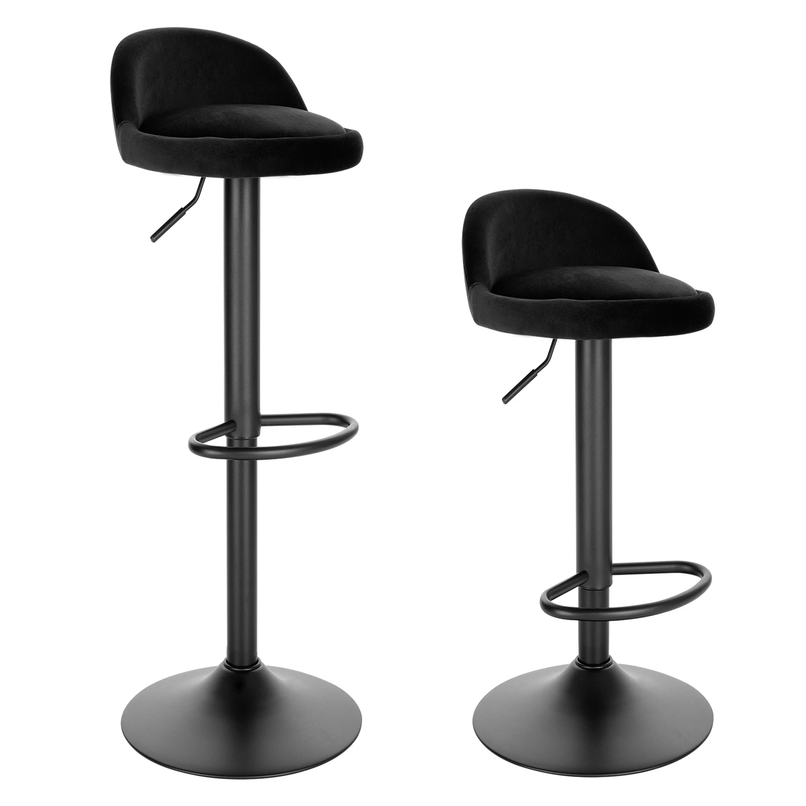 2PCs/Set Velvet Swivel Bar Chairs with Footrest Backrest  Height-Adjustable Bar Stool for Coffee Tea Kitchen Bar Home