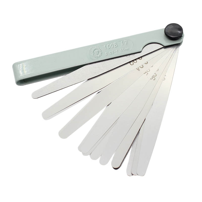 0.02-1.00mm 17 lâminas medidor de folga métrica ferramenta de medição de enchimento de lacuna para ajuste de válvula de motor