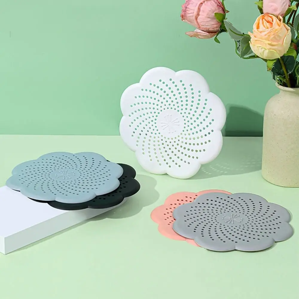 Cubierta de silicona con forma de flor para drenaje de suelo, colador de malla para fregadero, antibloqueo de pelo, recogedor de residuos, accesorio para cocina y baño