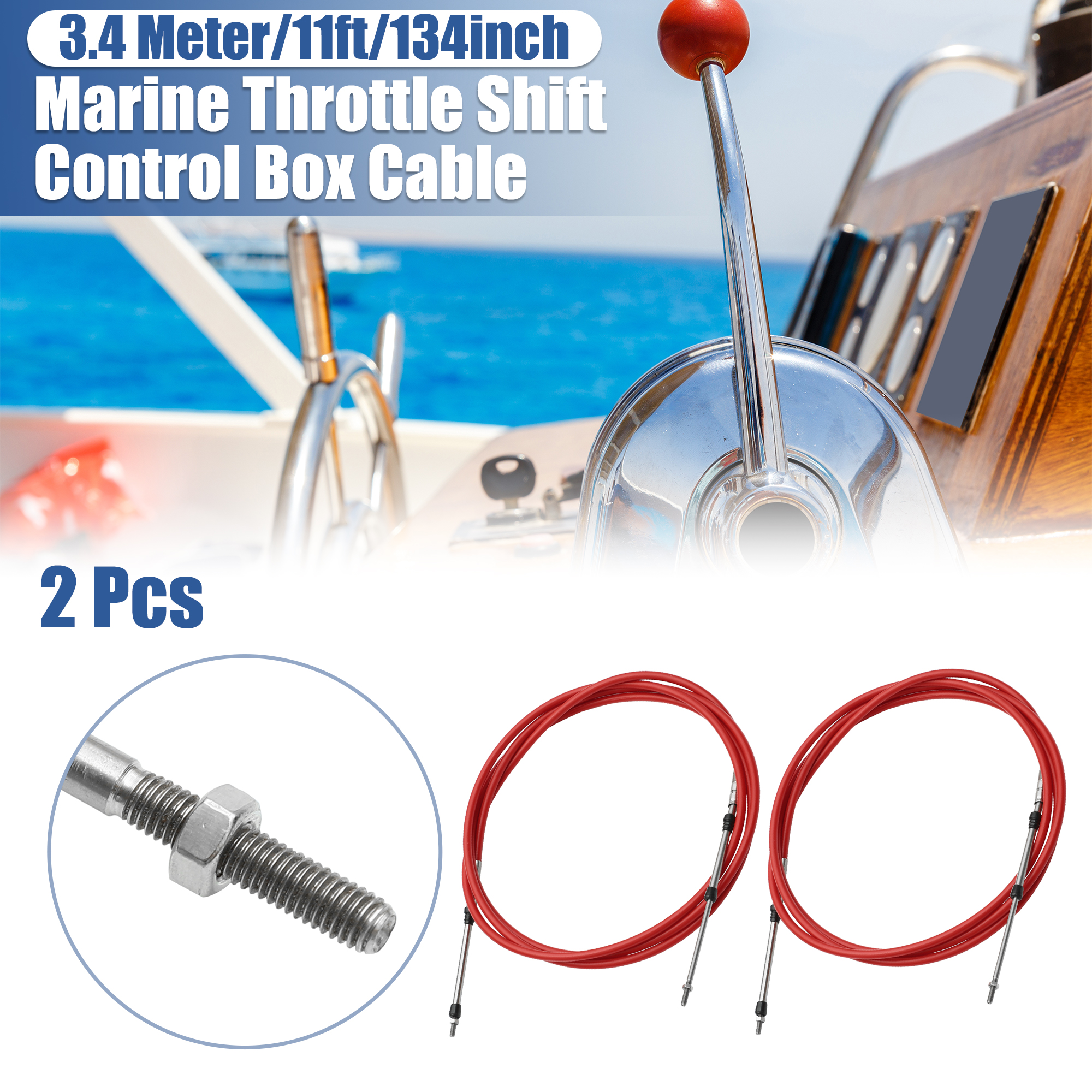 Motoforti 6-19ft 1.8M-5.8M Marine Throttle Shift Remote Control Box Cable for Outboard Engine Boat Motor Steering System