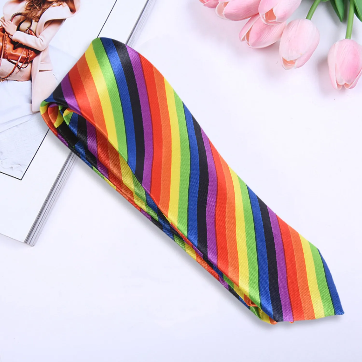 Corbata estrecha delgada informal para hombre, moda Formal, fiesta de boda, 19 (Color arcoíris)