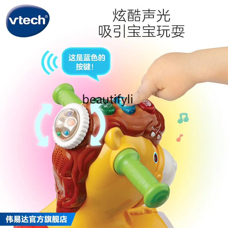 多機能音楽ロッキングホース、子供の最初の誕生日プレゼント、ベビーライディングカート、2-in-1