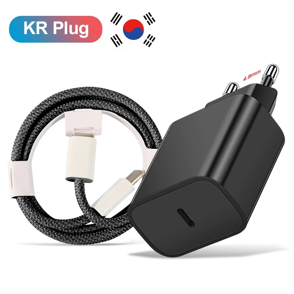 Cargador USB tipo C coreano PD de 20W para iPhone 15, Cable de carga rápida para teléfono Xiaomi Redmi Note 12 Samsung S23 Ultra tipo C