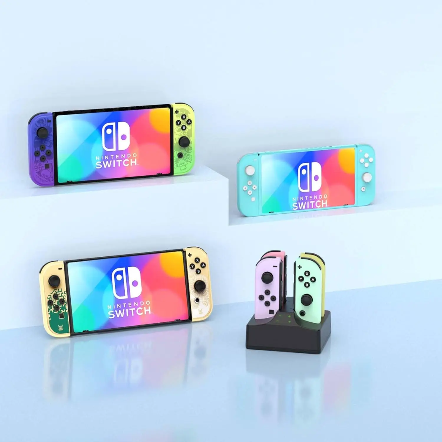 Estación de carga para Switch/Switch 2 Joy Con controlador base de carga 4 en 1 Nintendo Switch Joy Con 2 cargador accesorios para juegos