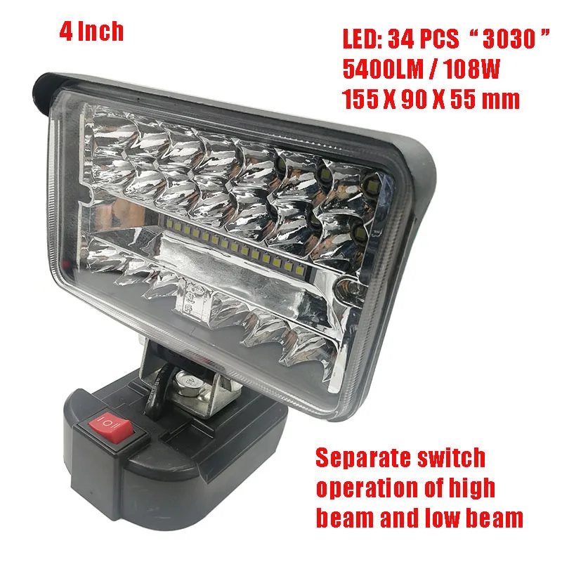 3/4inch For Makita 18VLi-ion Battery Cordless LED Spotlight Working Light Lamp Supply Indoor Outdoor Emergency Lighting with USB