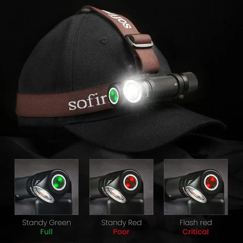 Sofirn SP40 XPL LED EDC faro 18650 lámpara recargable 1200lm antorcha de pesca al aire libre brillante con tapa trasera magnética