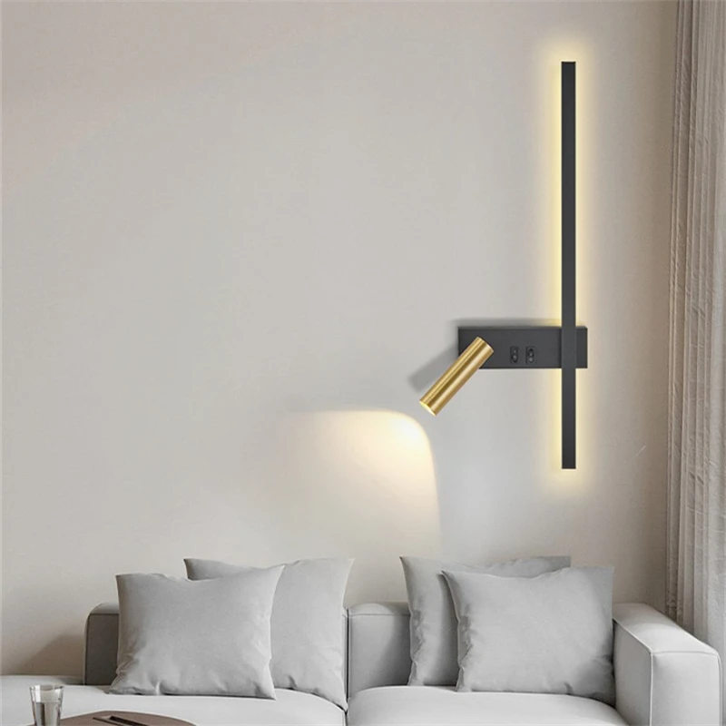 Lámpara de pared nórdica moderna y creativa, led simple para sala de estar, fondo de sofá, lámpara decorativa de pared, lámpara de lectura, lámpara de noche para dormitorio