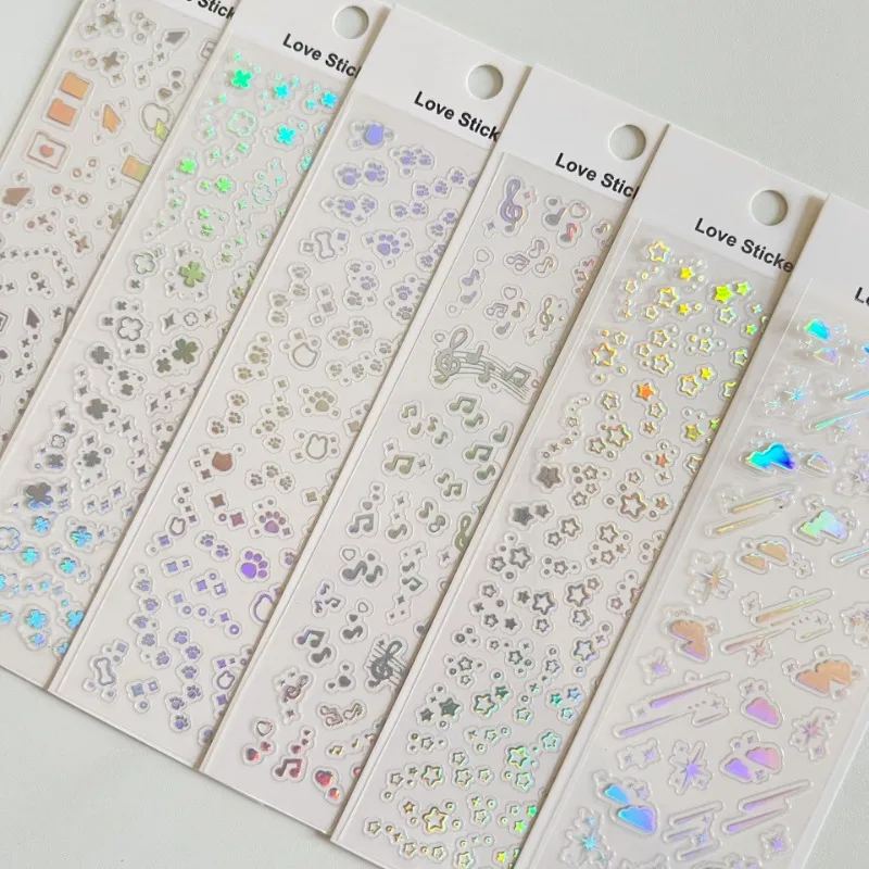1 Uds. De pegatinas básicas plateadas coreanas Ins para álbum de recortes, pegatina decorativa para álbum DIY, papelería Kawaii personalizada estética