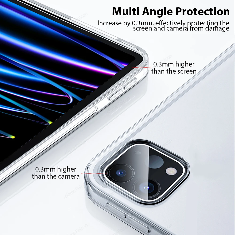 Funda transparente para iPad Pro 13 11 M4 M2 2024 12,9 12 9 10 decima generación Funda Air 5 4 3 2 1 9th 8th 7th 10,2 Mini 6 Funda de silicona