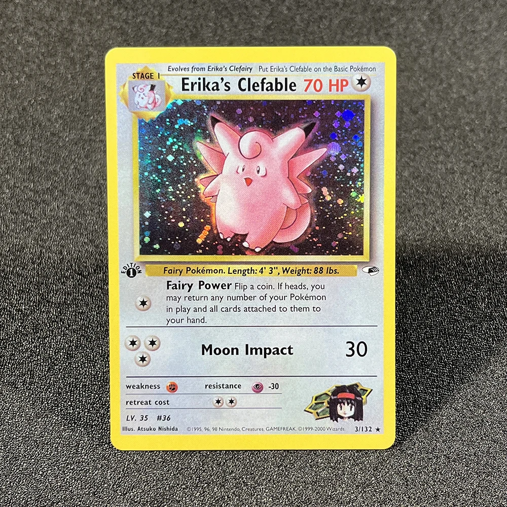 Pokémon Single Cards Gym Heroes (G1) Sabrina's Gengar Erika's Vileplume Blaine's Moltres Коллекция фольгированных карточных игр PTCG PROXY