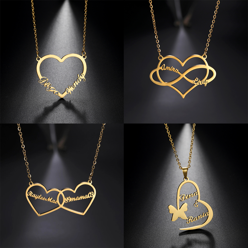 Lemegeton nome personalizado colar personalizado coração carta neckalces jóias de aço inoxidável presentes do dia dos namorados