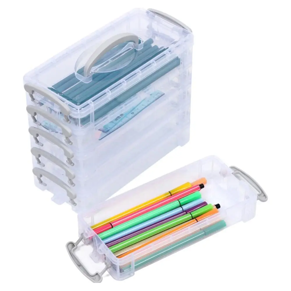 3/6-layer Paintbrush Box Portable Detachable Color Pen Storage Box Multi-function Watercolor Stationery Organizer Student