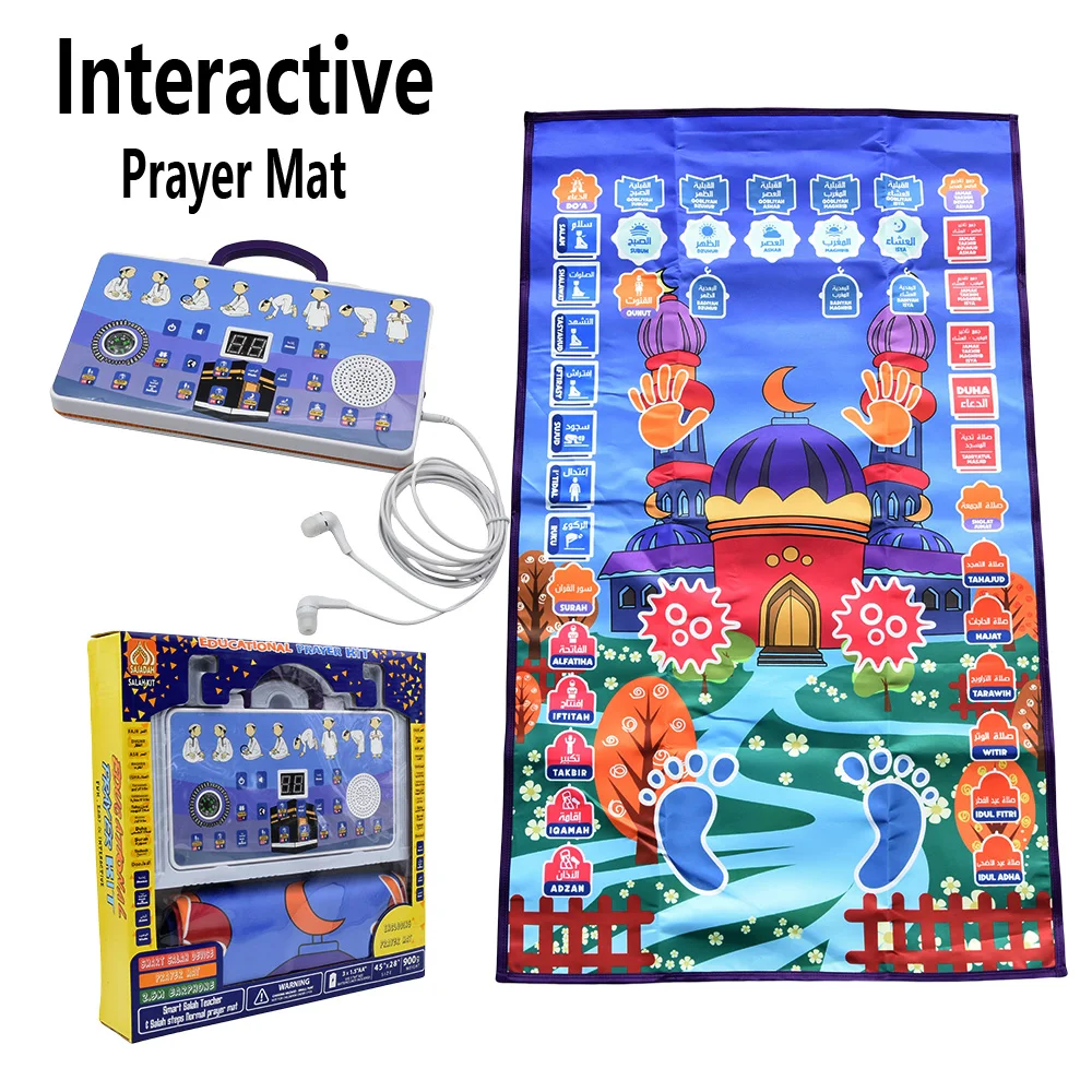 Interactivealtking tapete de oração tapete educacional salah muçulmano crianças presente islam adoração eletrônica cobertor bússola tapete islâmico