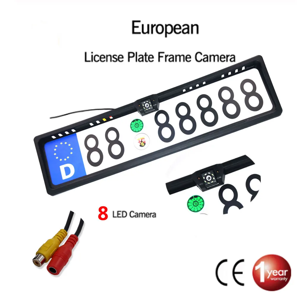 Auto-achteruitrijcamera EU Europees kentekenplaatframe Waterdicht nachtzicht Reverse Backup 4 of 8 LED-licht