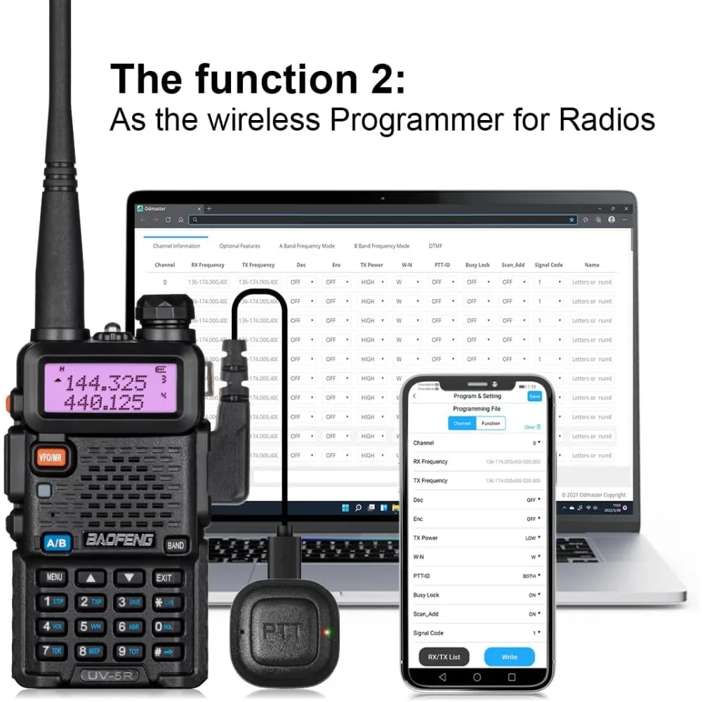 Беспроводной программатор TIDRADIO для радио Baofeng 5RM, UV-5R, UV-5G Plus, программируемая/Bluetooth PTT-кнопка с микрофоном для TD-H3 TD-H8