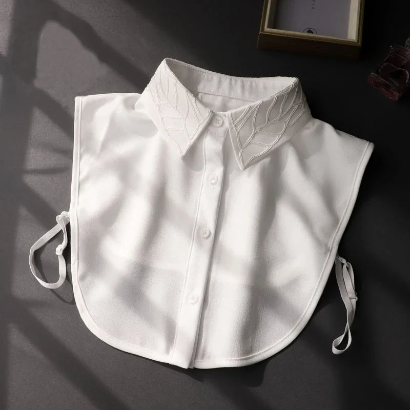 Collar falso blanco para mujer, camisa desmontable, suéter falso, cuello de encaje, accesorio de ropa