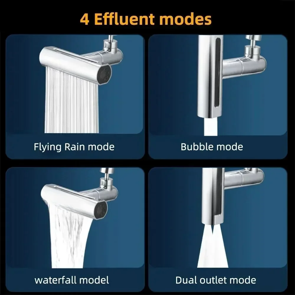 Multifunktionaler Waschbecken-Wasserhahn-Anschluss, Küchenspüle, Wasserfall-Wasserhahn, 4-Modus, Wasserauslass, Universal 720 °   Rotation Wasserhahn verlängern