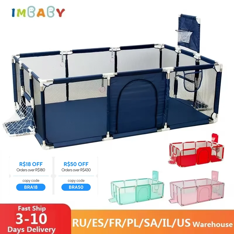 Imbaby crianças móveis cercadinho para crianças grande piscina seca cercadinho do bebê segurança barreiras internas casa playground parque para 0-6 anos