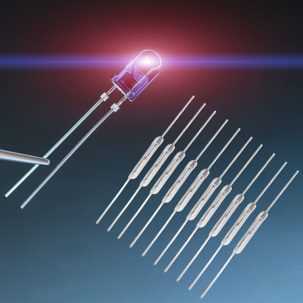 10 Stück N/O Reed-Schalter, Vibrationswiderstand, normalerweise offener magnetischer Induktionsschalter, 2 x 14 mm, DIY magnetische Reed-Schalter für Arduino