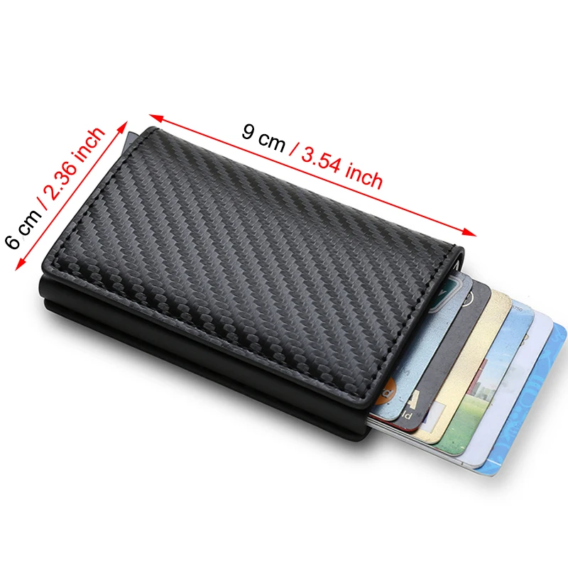 Porta carte di credito in fibra di carbonio Portafogli da uomo di marca Rfid Black Magic Trifold Mini portafoglio sottile in pelle Borsa per soldi piccola Portafogli maschili