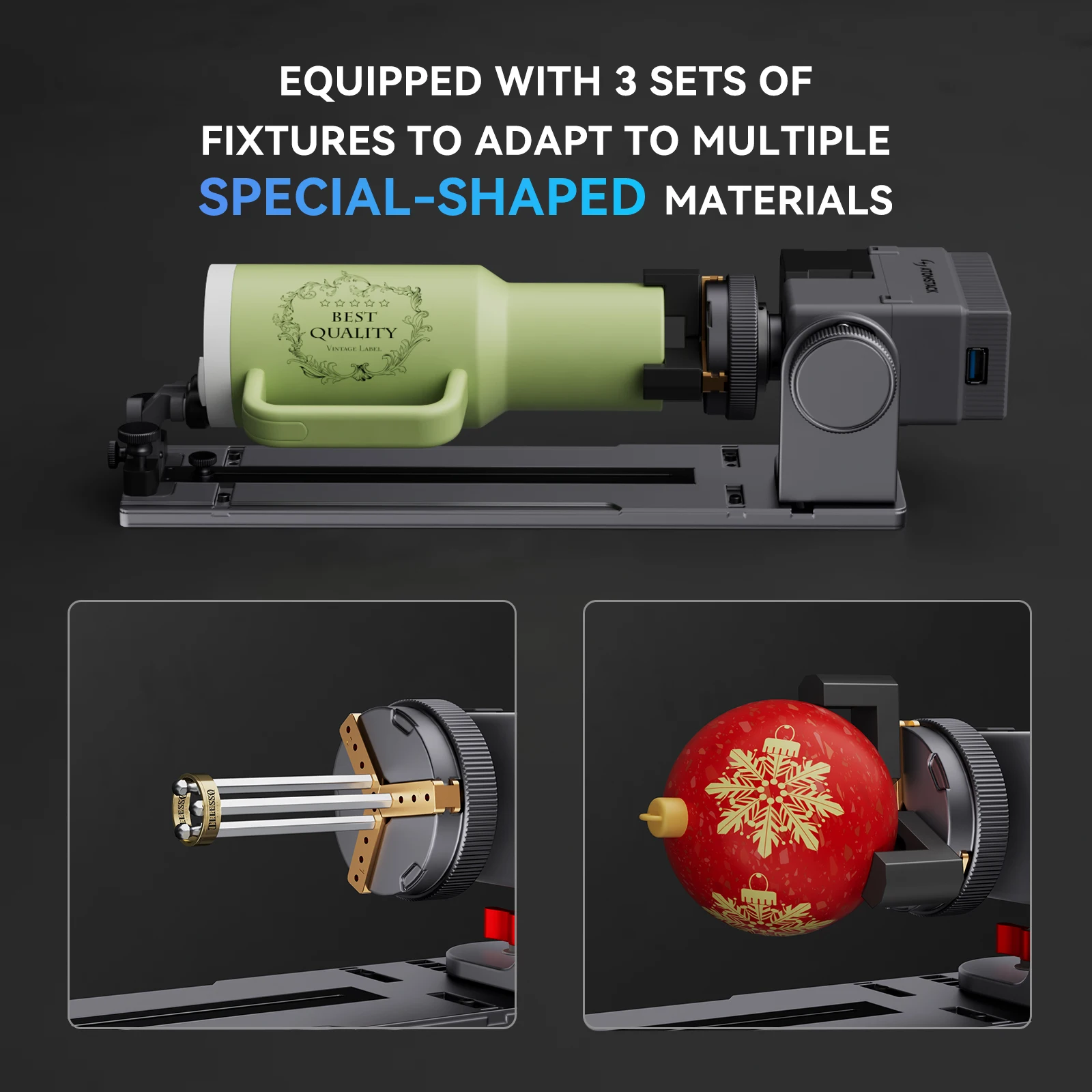 Atomstack Rotatry Chuck R8  for Laser Engraver Adjustable Rotary Axis 180° Rotating 1-80mm Diameter for Cylindrical Objects