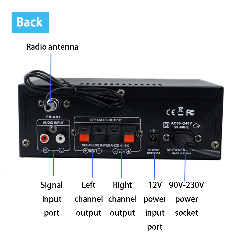 AMPLIFICADOR DE POTENCIA para el hogar AK45/AK35 de 800W, 2 canales, Bluetooth 5,0, Mini amplificador de sonido estéreo Digital Hifi, compatible con entrada de micrófono FM USB SD